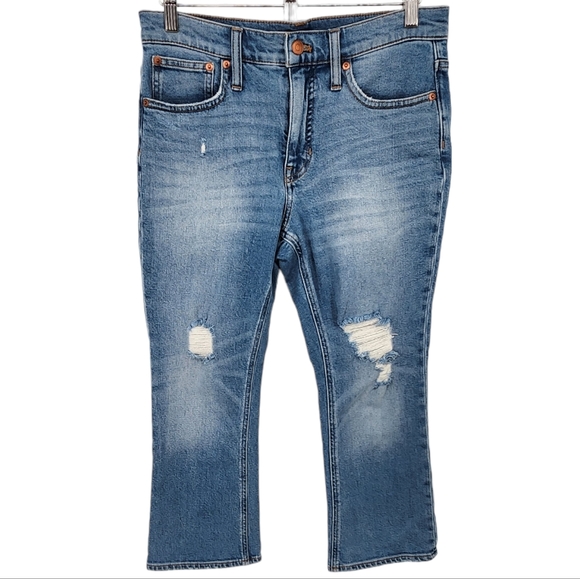 J. Crew Demi Boot Crop Jeans Mid-rise Distressed Medium Wash 27P - Picture 2 of 12